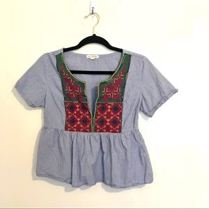 Embroidered American Eagle cropped peplum
